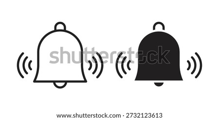 Bell ring icon. Vector illustration, flat and stroke
