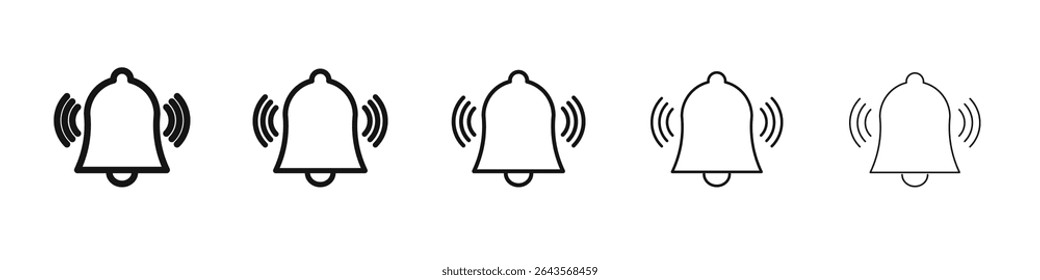 Bell ring icon vector outline set illustration sign