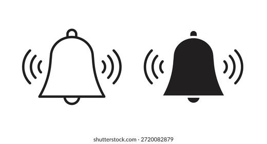 Iconos de anillo de campana de color negro en varios estilos