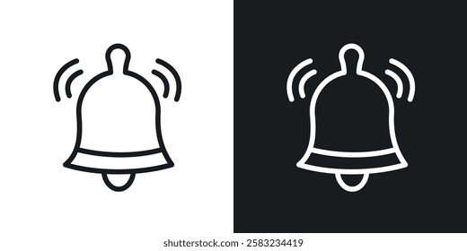 Bell ring icons in black and white liner strokes for web design.
