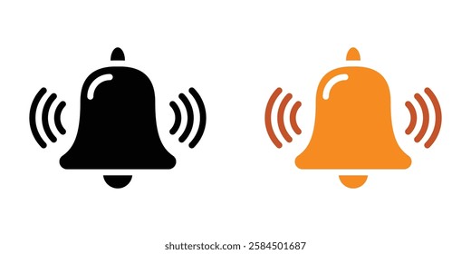 Bell ring icons pack in black and colored version