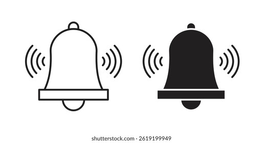 Bell ring icons set in black colors on white background