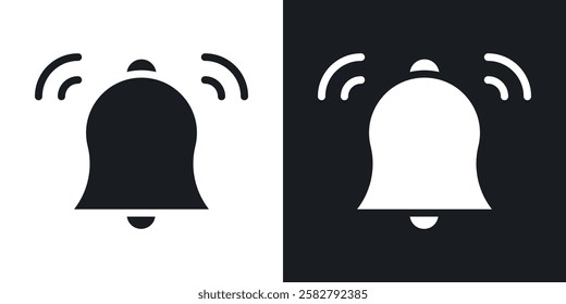Bell ring icons set vectors black and colored style