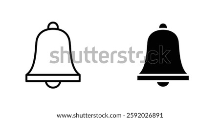 Bell ring icons. stroke line and black solid icons