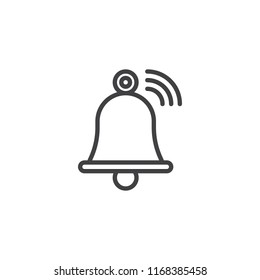 Bell ring outline icon. linear style sign for mobile concept and web design. Alarm handbell simple line vector icon. Notification symbol, logo illustration. Pixel perfect vector graphics
