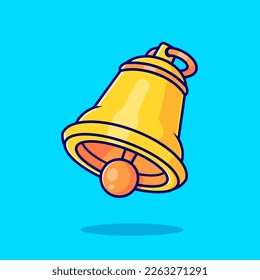 Bell Ringing Alarm Cartoon Vector Icon Illustration. Object Education Icon Concept Isolated Premium Vector. Flat Cartoon Style