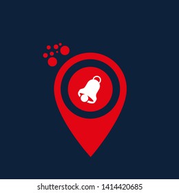 Bell Ringing - map pin. usb connected logo concept