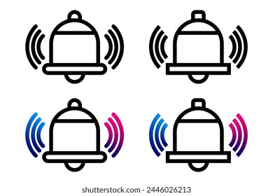 Glocke läutet moderne Linie Icon Set. Vektorillustration isoliert auf weißem Hintergrund.