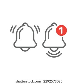 Bell ringing and notification line icon. Message alert bell fill symbol.