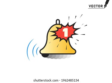 The bell is ringing with the notification that appears. Vector illustration.