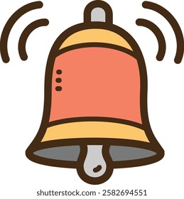 Bell ringing vector doodle illustration and graphic