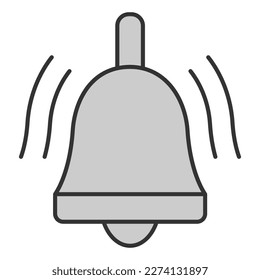 The bell rings, the package has been delivered - icon, illustration on white background, grey style