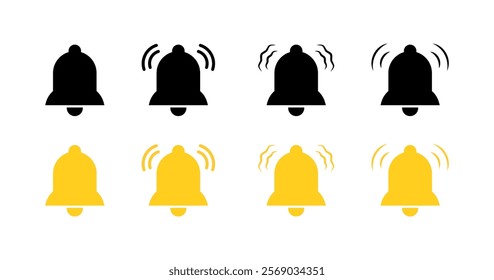 Bell set icons. Notification icons. Flat and silhouette style. Vector icons.