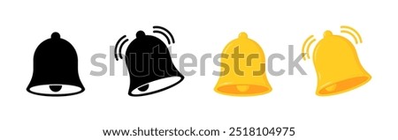 Bell set icons. Silhouette and flat style. Vector icons.