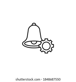 Bell and settings sign simple thin line icon vector illustration