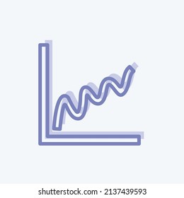 Icono de gráfico con forma de campanilla en estilo moderno de dos tonos aislado en un fondo azul suave