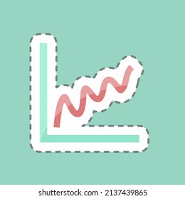 Bell Shaped Graph Sticker in trendy line cut isolated on blue background