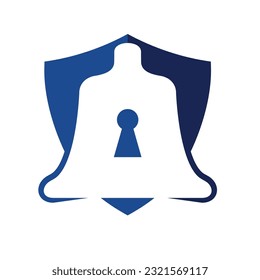 bell and shield with keyhole in the middle