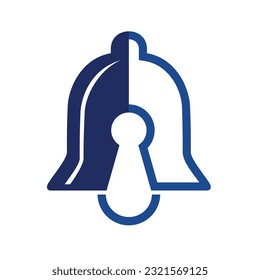 bell and shield with keyhole in the middle