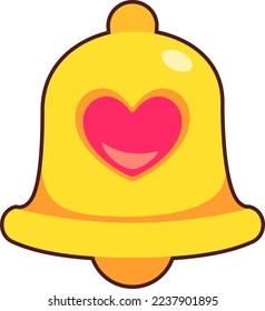 Bell with sign Heart Icon Elements Flat Sticker Black Style