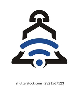 campana con señal, diseño plano simple