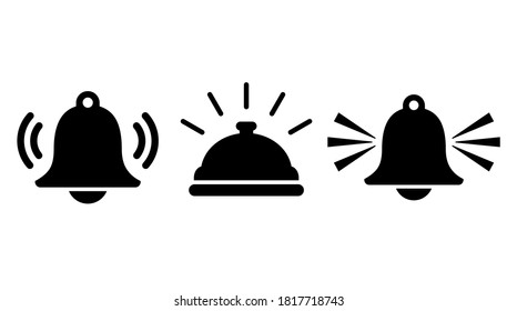 Bell signal vector icons set isolated on white background