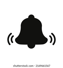 Bell silhouette icon, flat vector illustration for UI graphic design.
