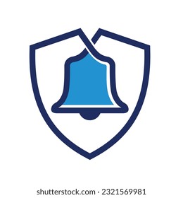 bell with simple shield logo icon