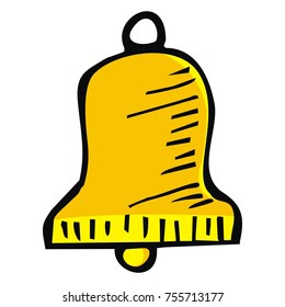 Bell, single object, doodle, christmas ornament, vector icon