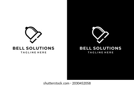Bell Siren with Check Mark Solutions Logo Design Inspiration