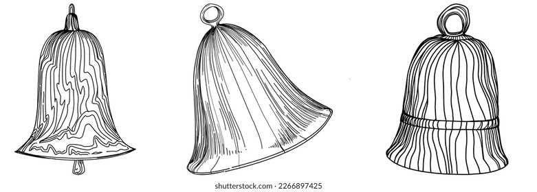 Bell in sketch style illustration. Hand draw element for design invitation