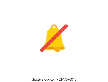 Bell with Slash Vector Isolated Emoticon. Mute Icon