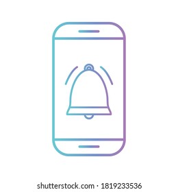 Bell in smartphone gradient style icon design, Ring alert alarm call jingle handbell object sound and music theme Vector illustration
