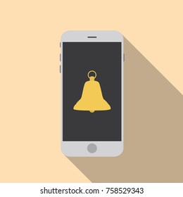 Bell in a smartphone, vector illustration design. Christmas collection.