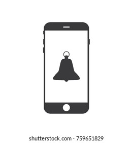 Bell in a smartphone, vector illustration design. Christmas collection.