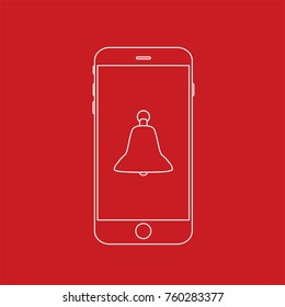 Bell in a smartphone, vector illustration design. Christmas collection.