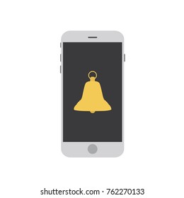 Bell in a smartphone, vector illustration design. Christmas collection.