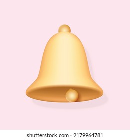 Icono de notificación de aplicación de medios sociales Bell. Aplicación de alerta de red móvil o elemento recordatorio en fondo rosa. Diseño de plastilina de dibujos animados. Ilustración del vector