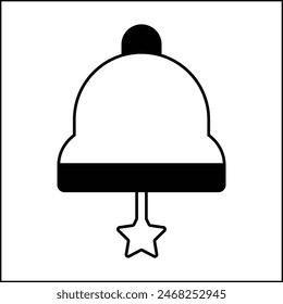 bell and star illustration vector design in black and white with silhouette style. suitable for logos, icons, posters, advertisements, banners, companies, t-shirt designs, stickers, websites.