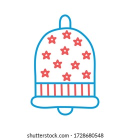 Bell with stars line and fill style icon design, Ring alert alarm call jingle handbell object sound and music theme Vector illustration