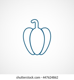 Bell Sweet Pepper Blue Line Icon On White Background