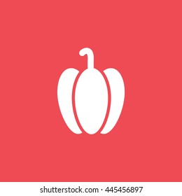 Bell Sweet Pepper Flat Icon On Red Background