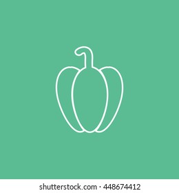 Bell Sweet Pepper Line Icon On Green Background
