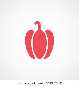 Bell Sweet Pepper Red Flat Icon On White Background