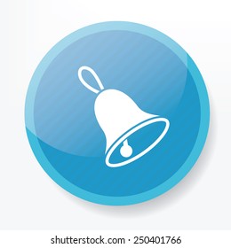 Bell symbol design on blue button,clean vector