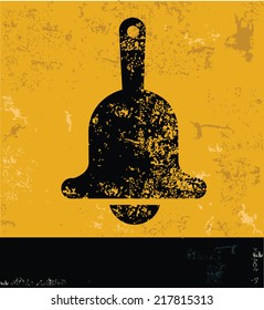 Bell symbol on grunge yellow background,grunge vector