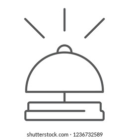 Bell thin line icon, hotel and call, reception sign, vector graphics, a linear pattern on a white background, eps 10.