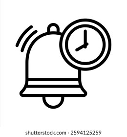 Bell Time Line Vector Illustration On White Background.