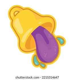 bell with tongue sticker retro style