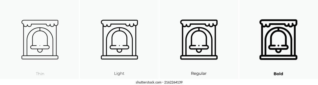 Bell Tower Icon. Linear Style Sign Isolated On White Background. Vector Illustration.